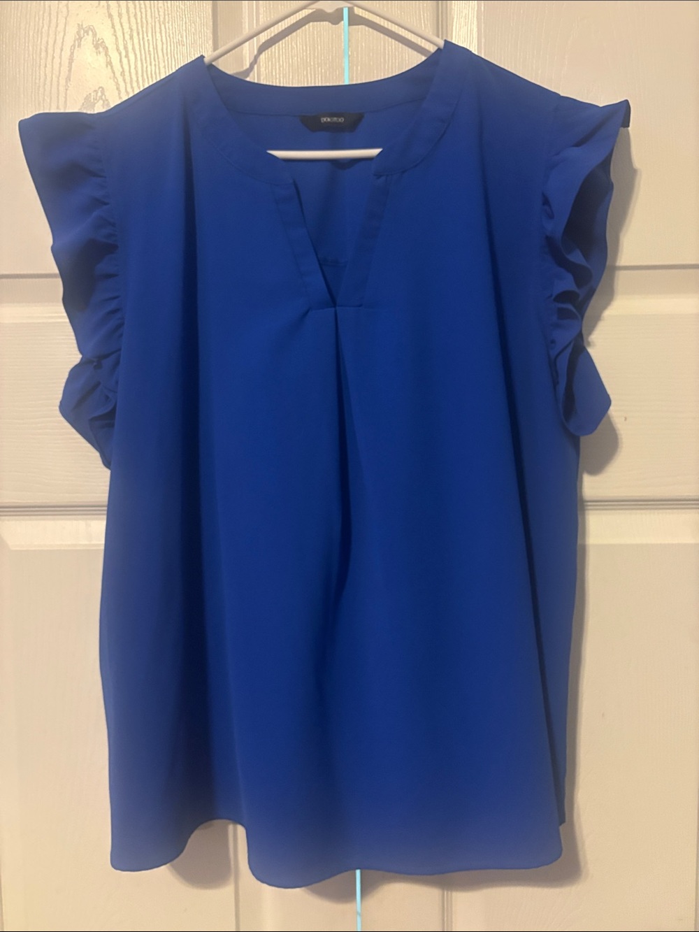 Charter Club Ruffle Sleeve V-Neck Blouse — Royal Blue
